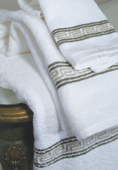 Leron Linens Bespoke Bath Towels Bonnaz Greek Key